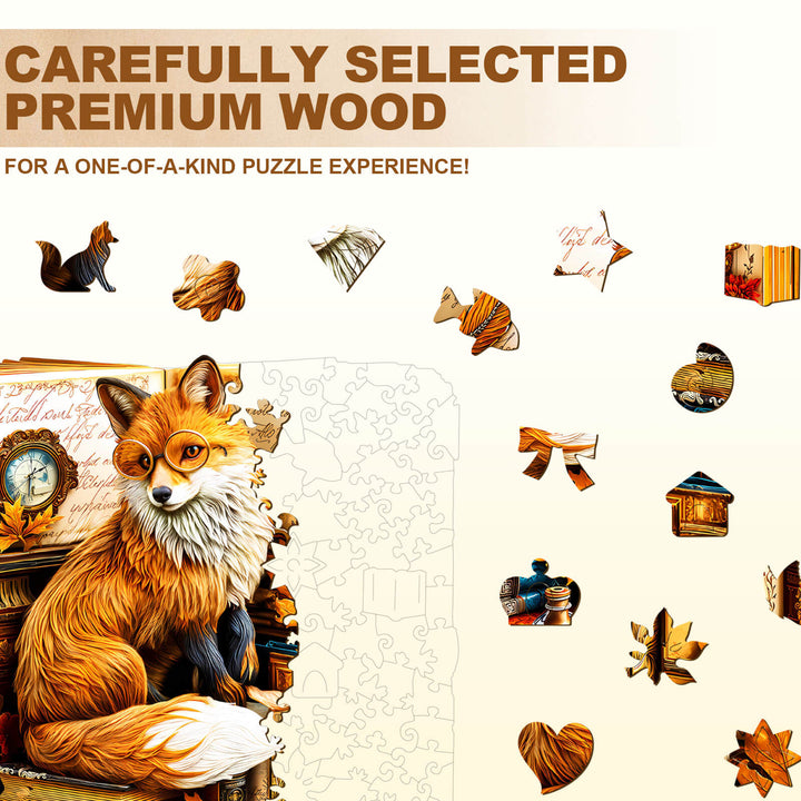 Book Fox Wooden Jigsaw Puzzle