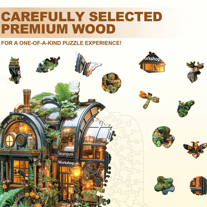 Steampunk greenhouse Wooden Jigsaw Puzzle