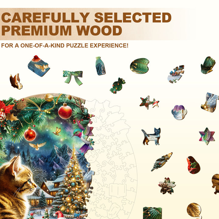 Christmas Is a Cat Wooden Jigsaw Puzzle