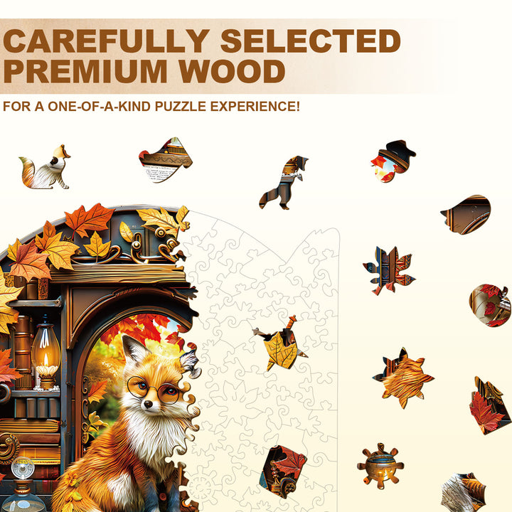 Bookcase Fox Wooden Jigsaw Puzzle