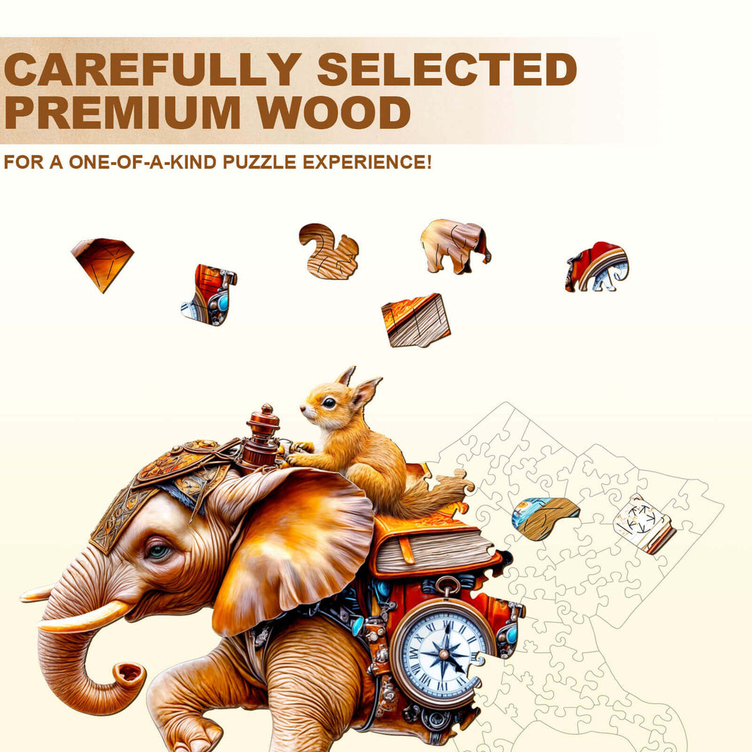 adventurous elephant-1 Wooden Jigsaw Puzzle