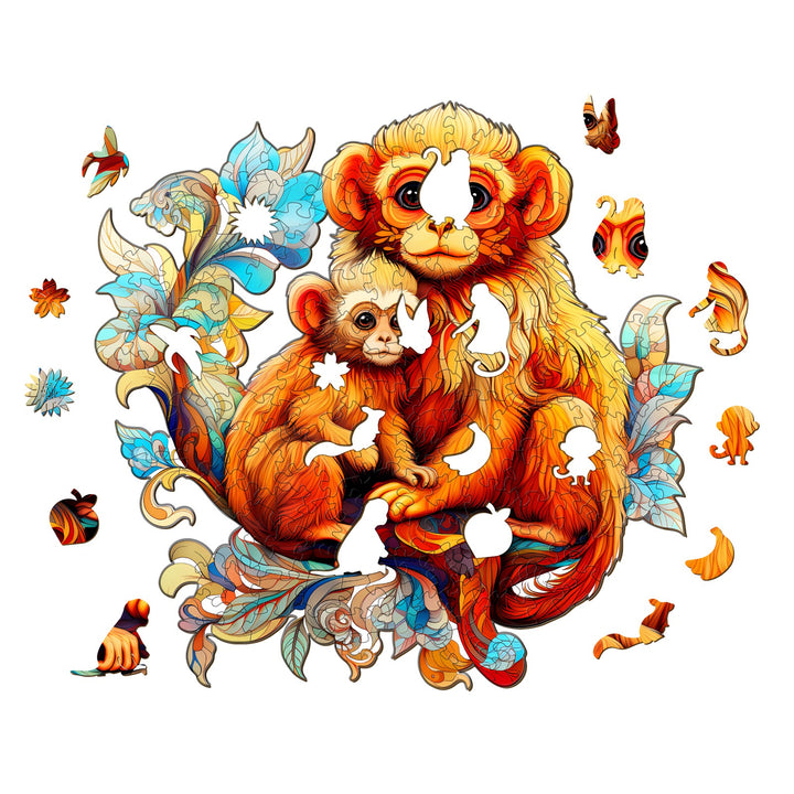 Rhinopithecus Family-1 Wooden Jigsaw Puzzle