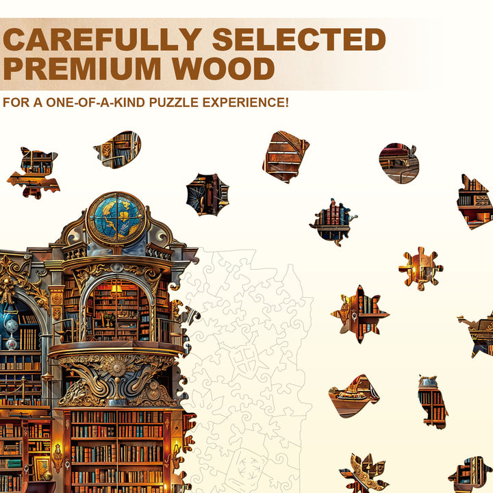 Gothic Revival Bookstore Wooden Jigsaw Puzzle