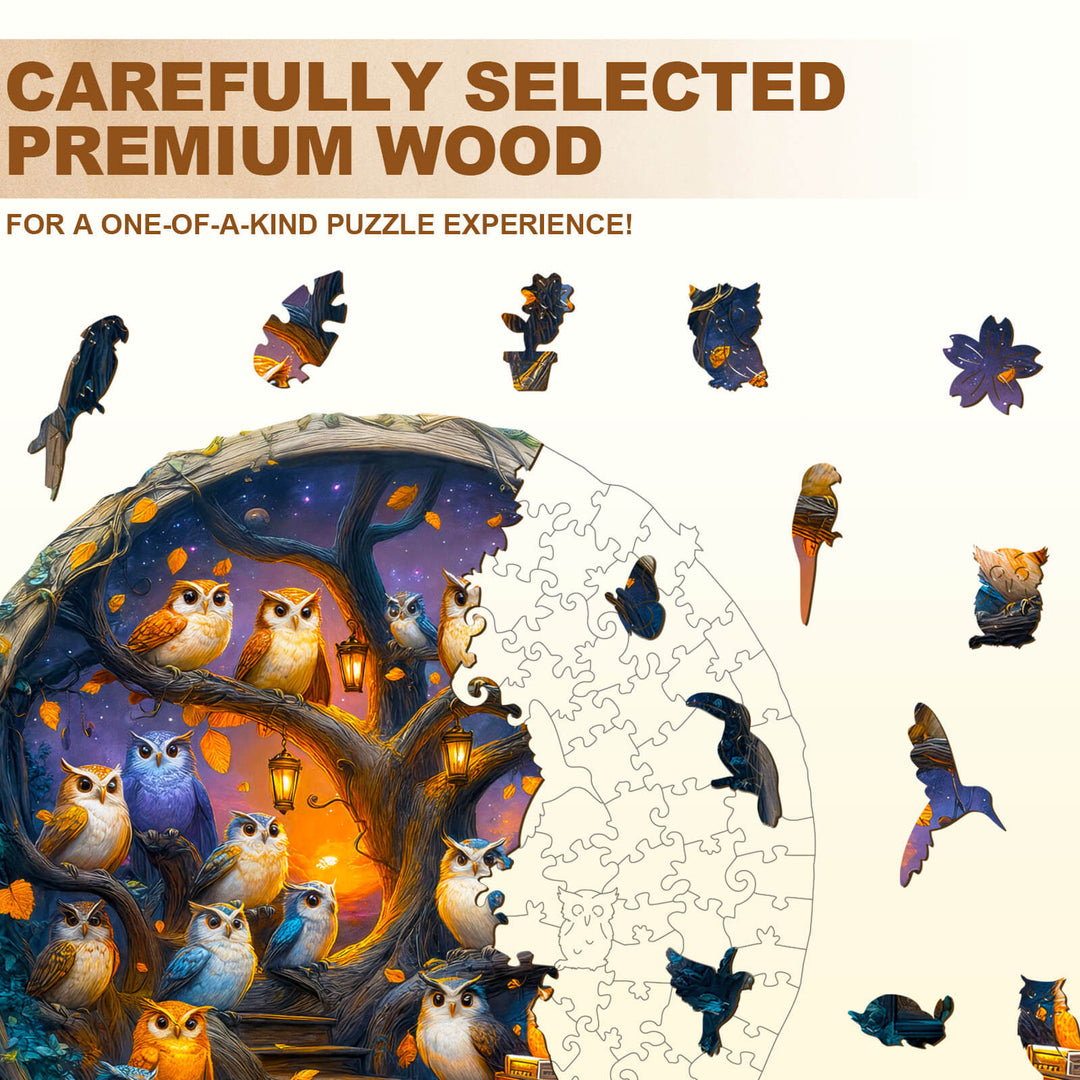 Owl Choir Wooden Jigsaw Puzzle