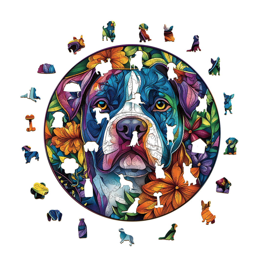 Blooming Loyalty dog Wooden Jigsaw Puzzle