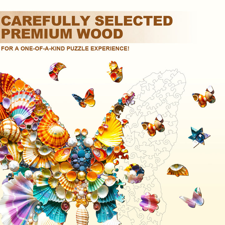 shell butterfly Wooden Jigsaw Puzzle