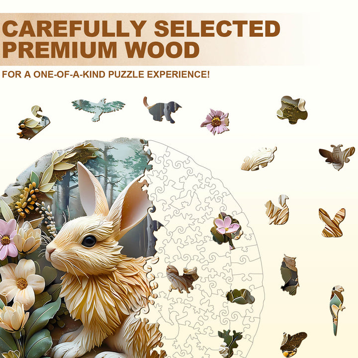 Relief Rabbit Wooden Jigsaw Puzzle
