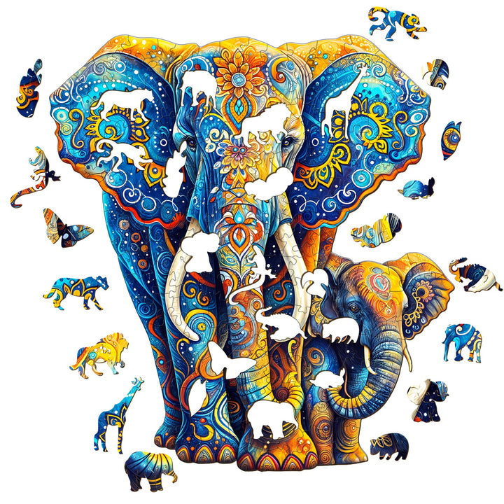 Elephant Family-2 Wooden Jigsaw Puzzle