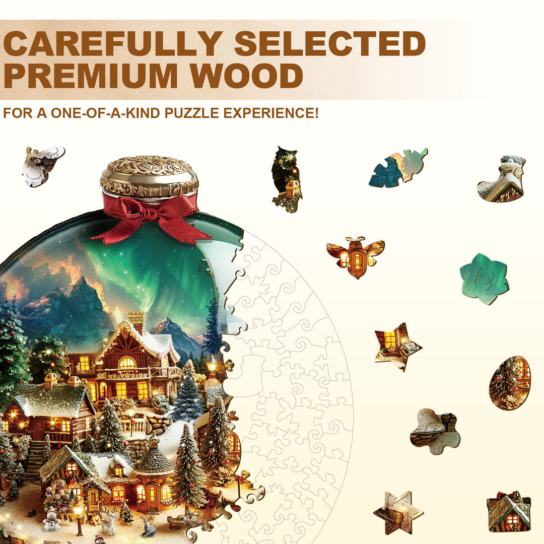 Christmas crystal ball Wooden Jigsaw Puzzle