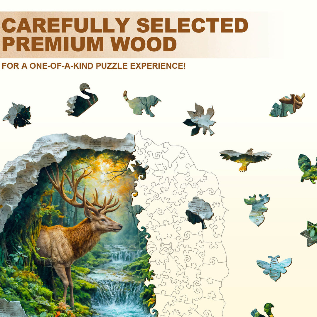 Hirsch und Wald Holz-Puzzle