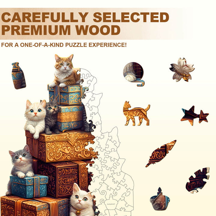 Gifts and cats Wooden Jigsaw Puzzle