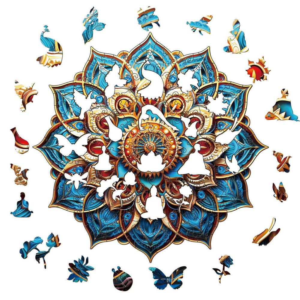 Mandala Blue Wooden Jigsaw Puzzle