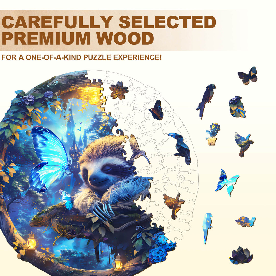 Butterfly and Sloth-2 Wooden Jigsaw Puzzle