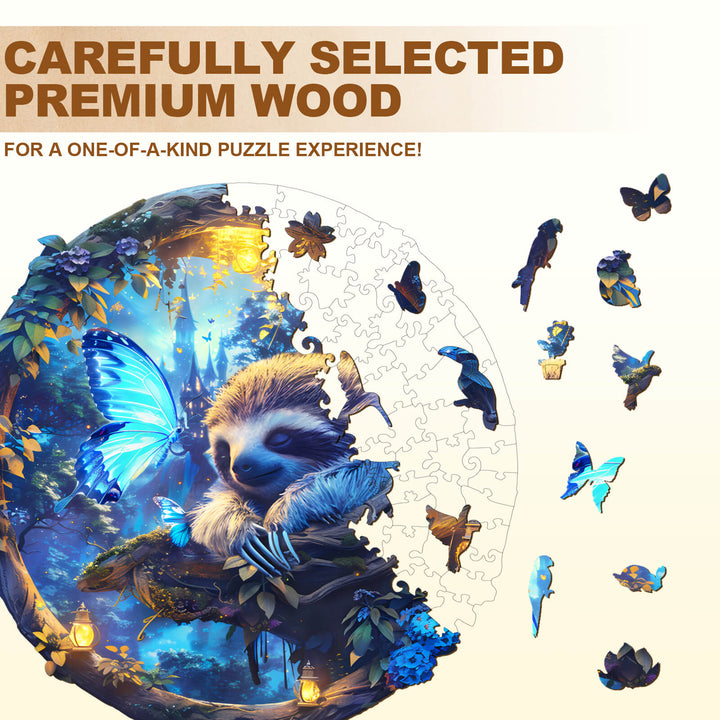 Butterfly and Sloth-2 Wooden Jigsaw Puzzle