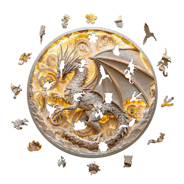 3D paper dragon Wooden Jigsaw Puzzle