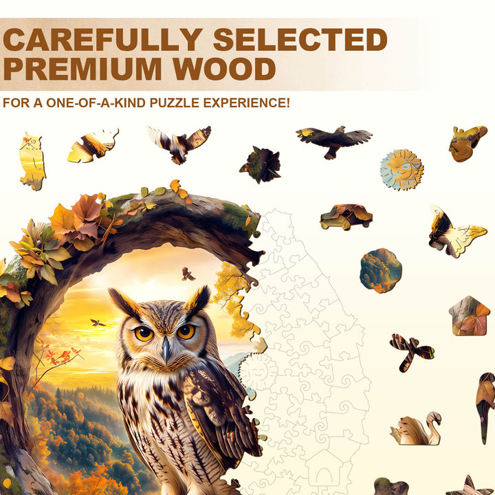 Autumn Owl Wooden Jigsaw Puzzle