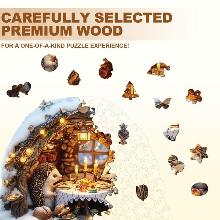 Cozy Hedgehog Hideaway Wooden Jigsaw Puzzle