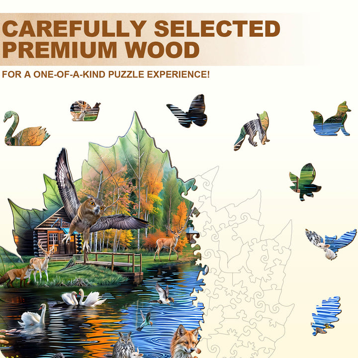 Puzzle en bois du lac de nuit