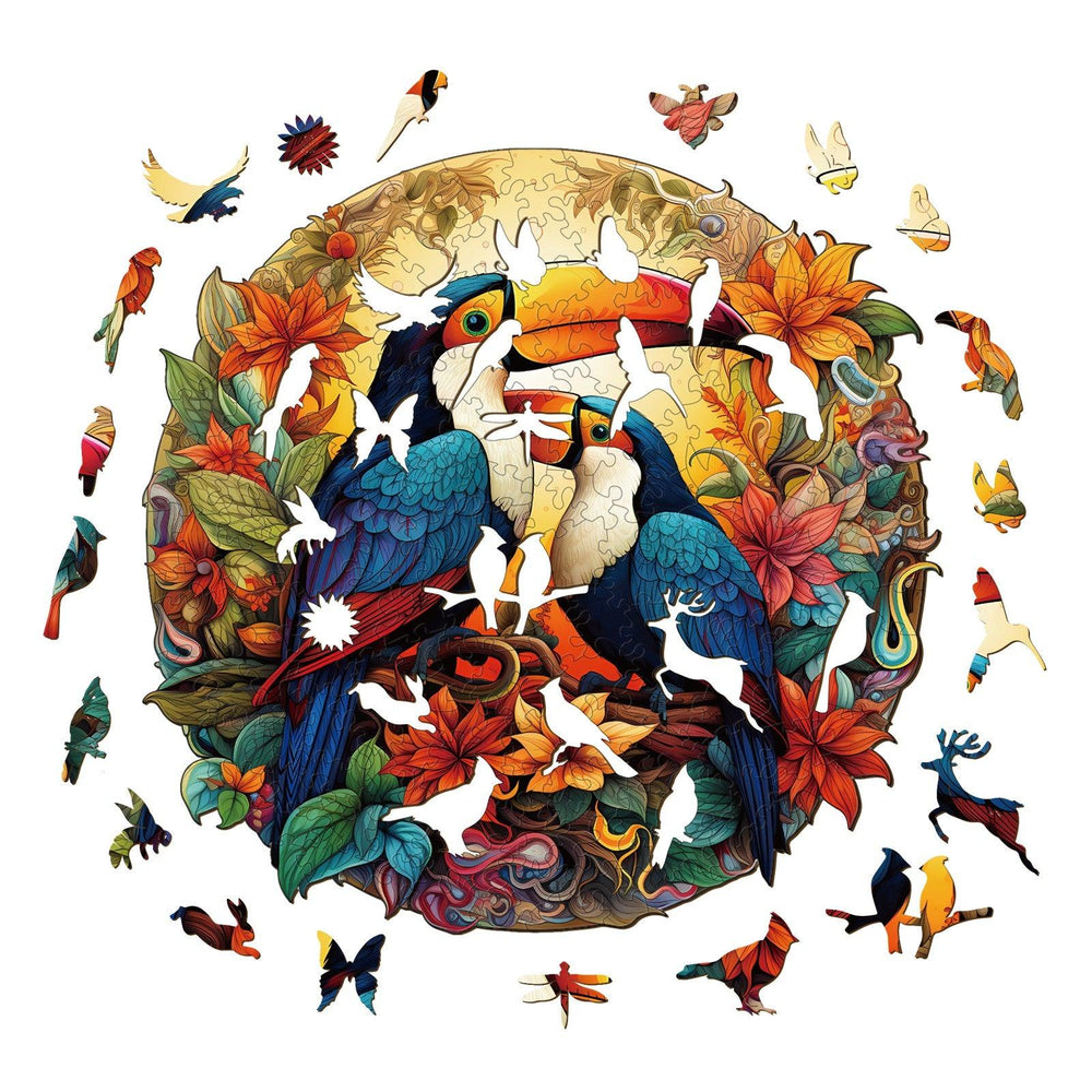 Colorful Toucans Wooden Jigsaw Puzzle
