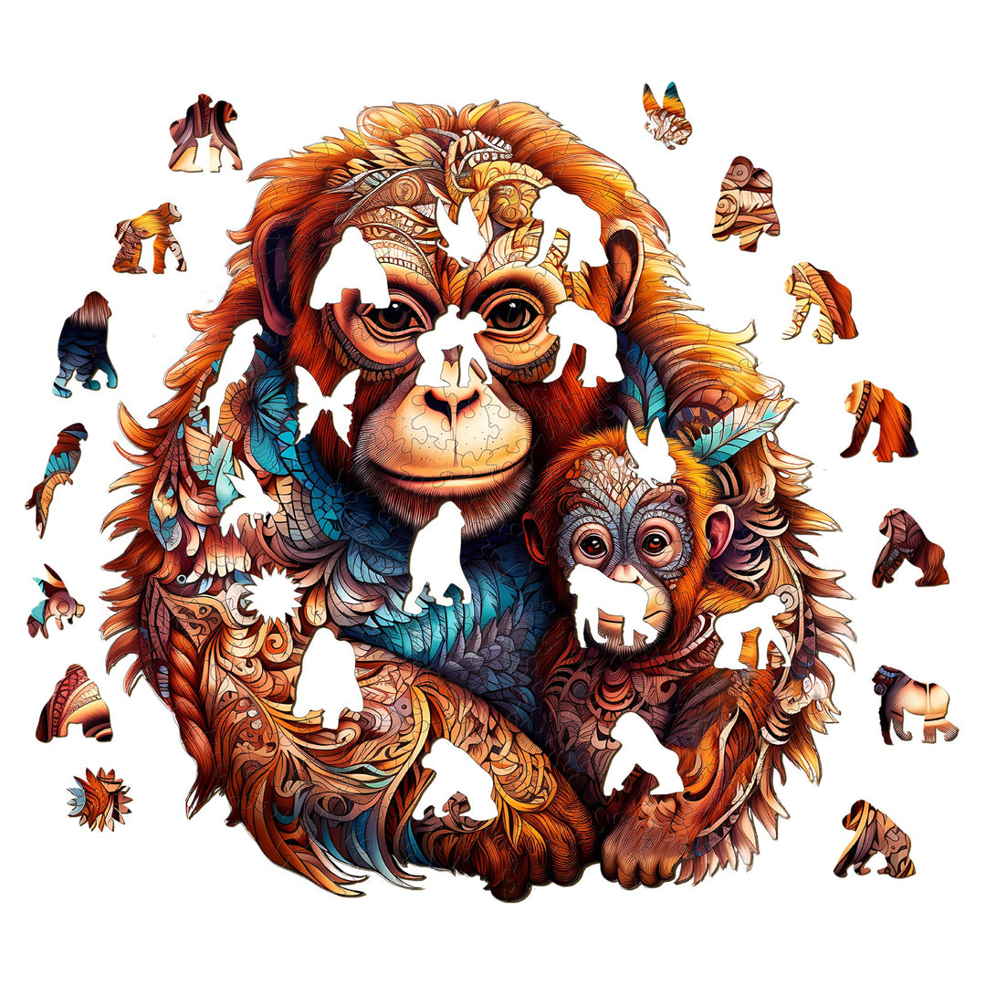 Orangutan Family Wooden Jigsaw Puzzle