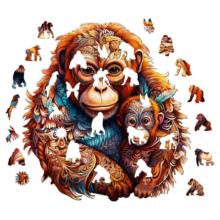 Orangutan Family Wooden Jigsaw Puzzle