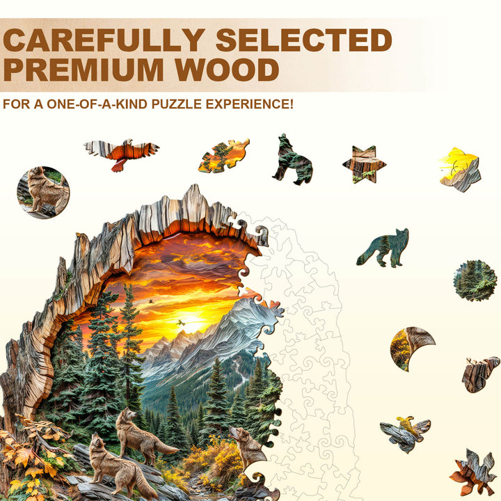 Tree stump Wolf Wooden Jigsaw Puzzle