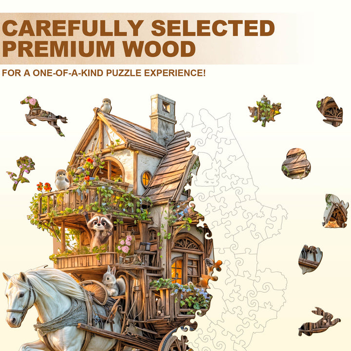 Puzzle en bois en forme de carrosse animalier