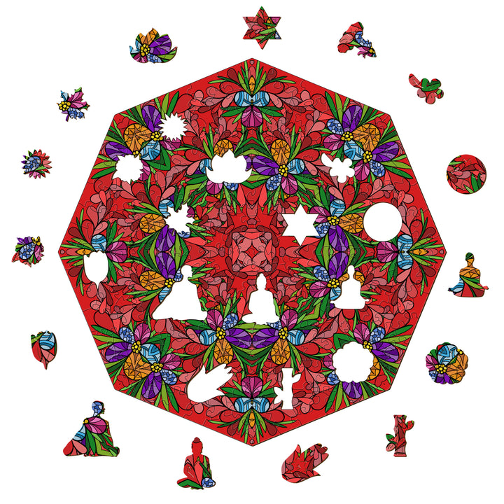 Colorful doodle art 'Bursting Blooms' by Lori Anne McKague featuring intricate floral and figure designs.