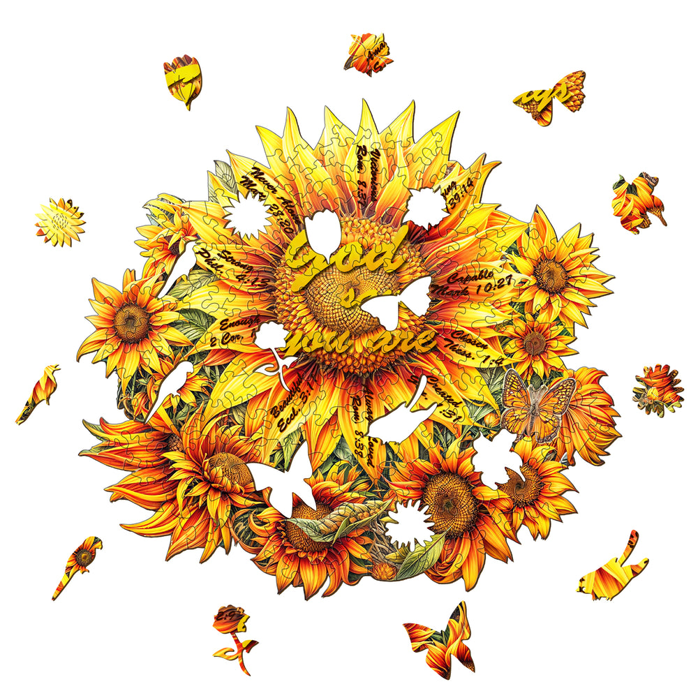 God's sunflower Wooden Jigsaw Puzzle