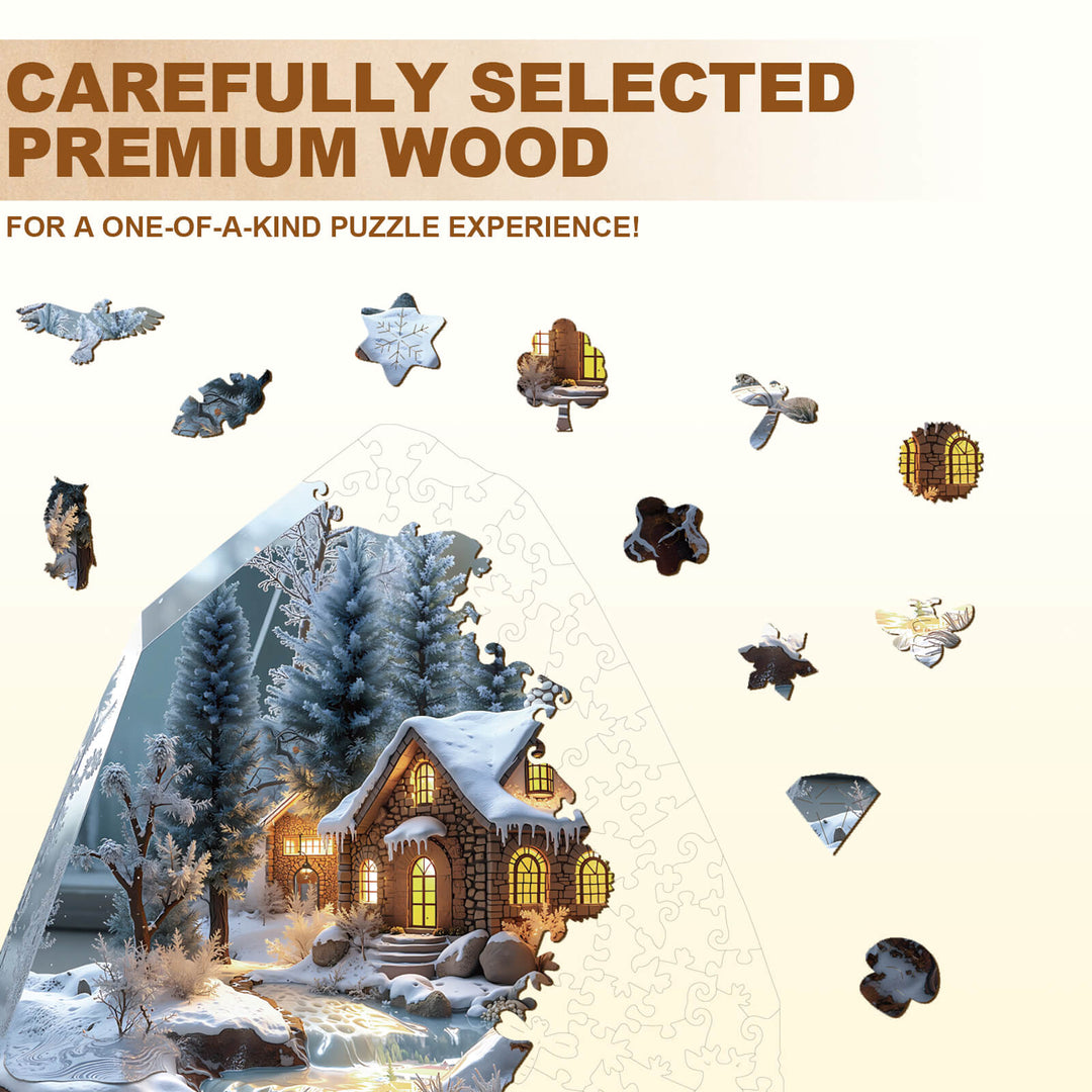 Snowlight Cottage Wooden Jigsaw Puzzle