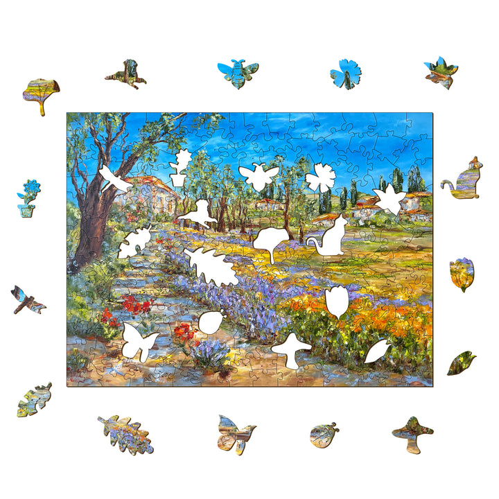Spring in Provence Wooden Jigsaw Puzzle -- By Artist Diana Malivani