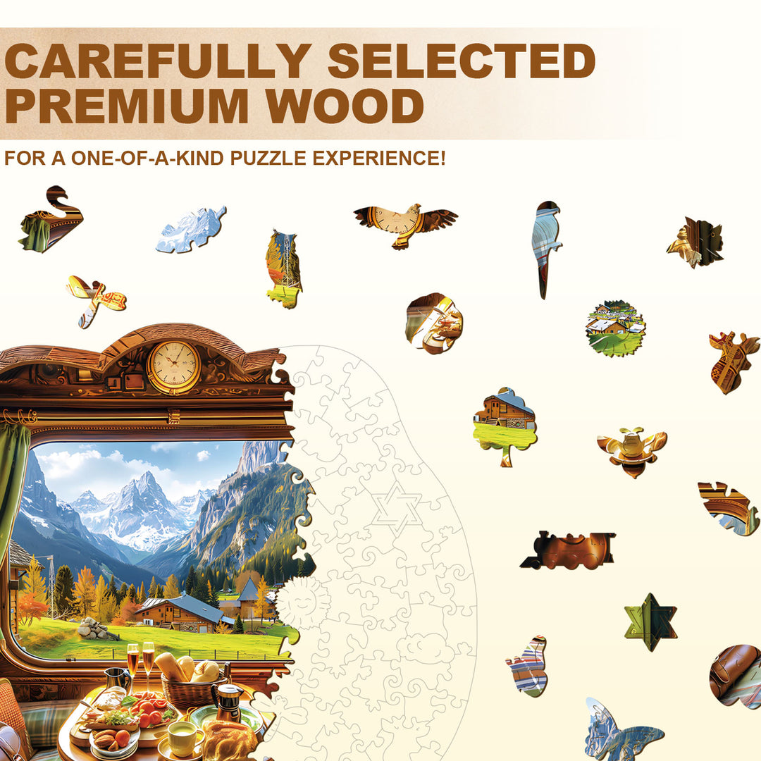 Car window scenery Wooden Jigsaw Puzzle