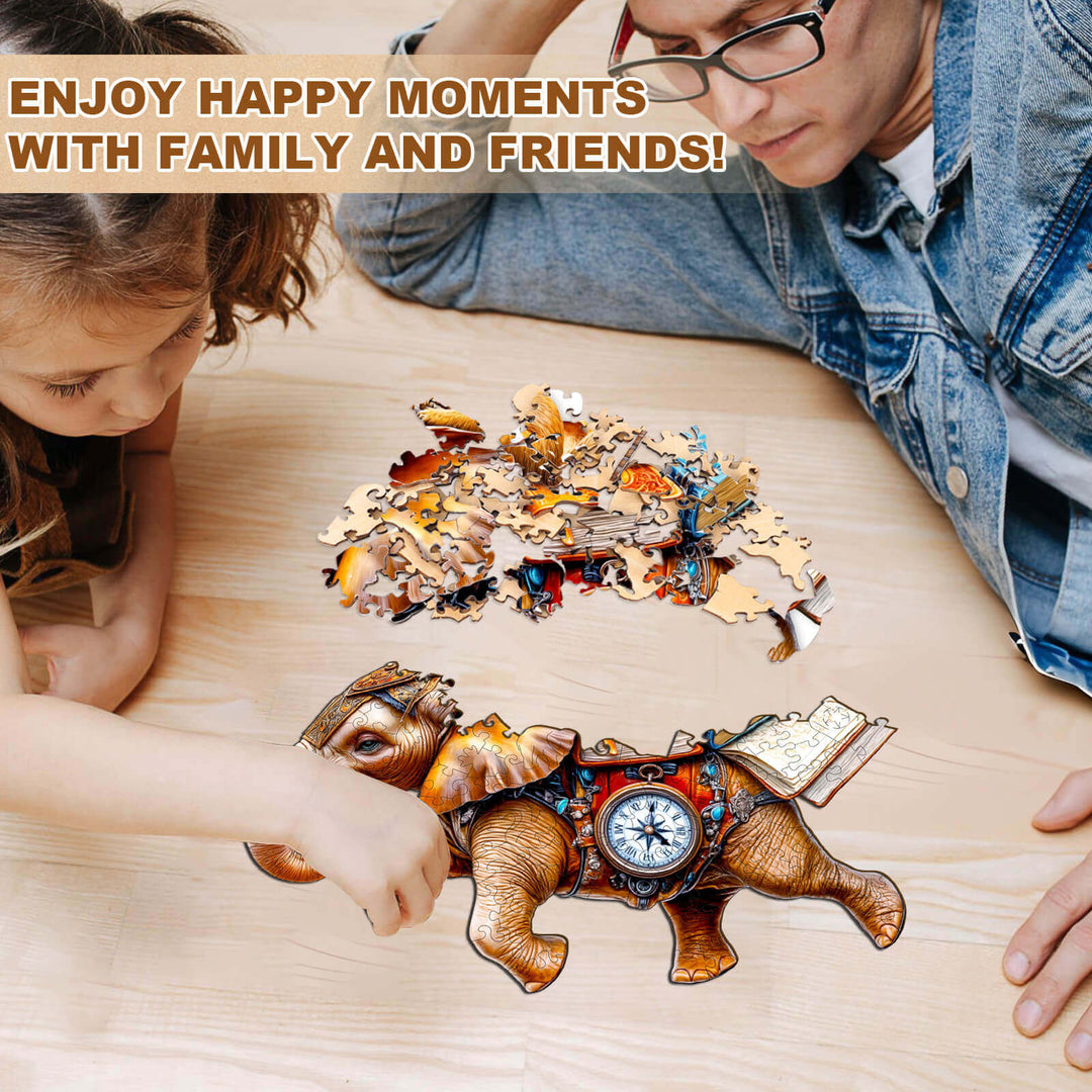 adventurous elephant-1 Wooden Jigsaw Puzzle