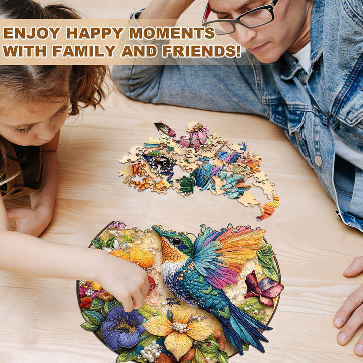 Hummingbird embroidery Wooden Jigsaw Puzzle