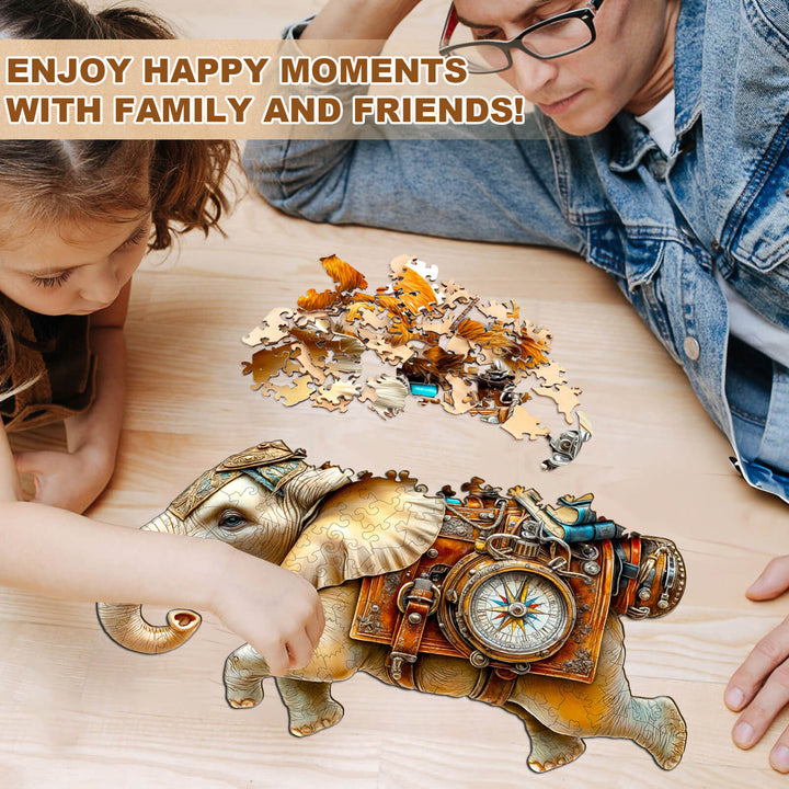 adventurous elephant-2 Wooden Jigsaw Puzzle