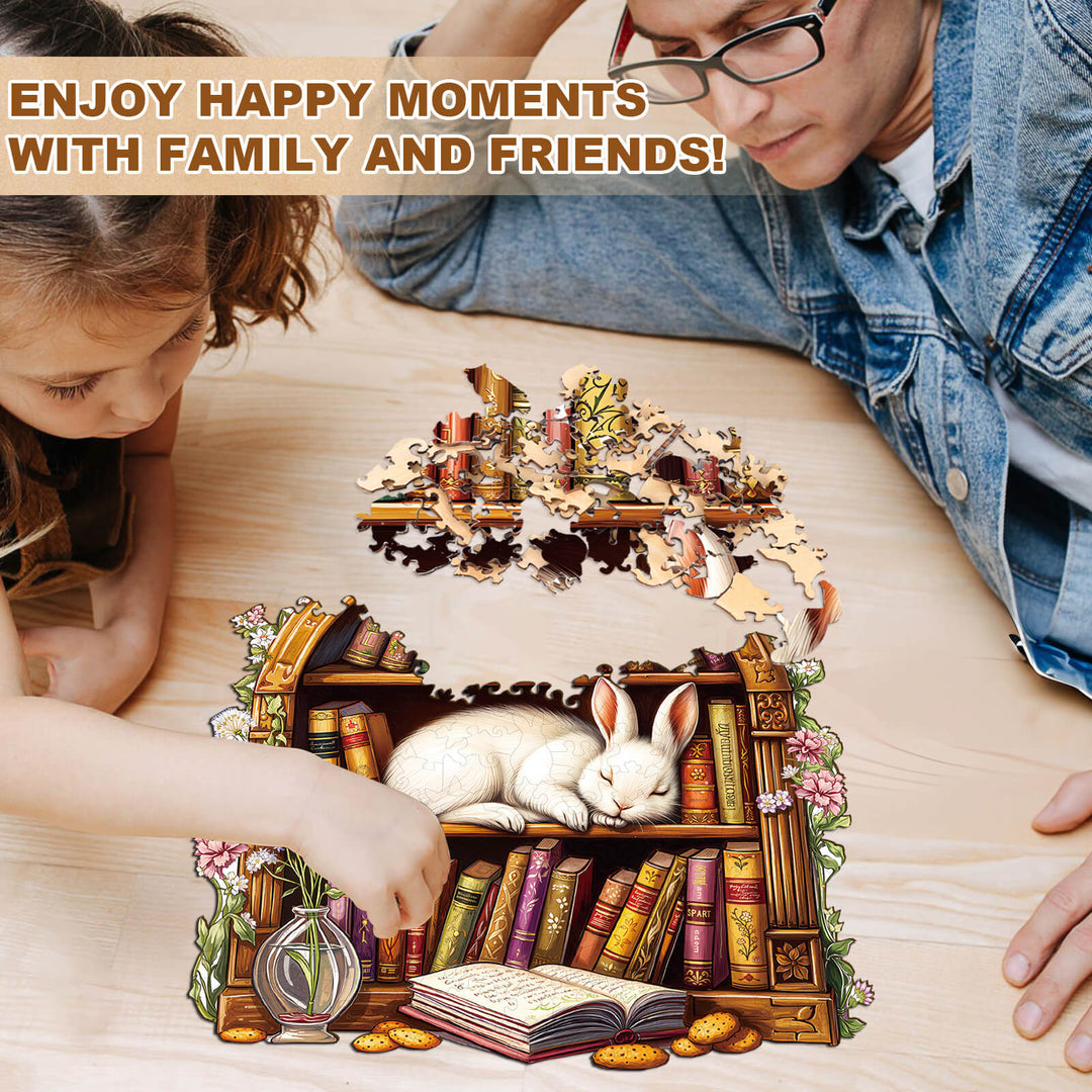 Sleep Library-Rabbit Wooden Jigsaw Puzzle