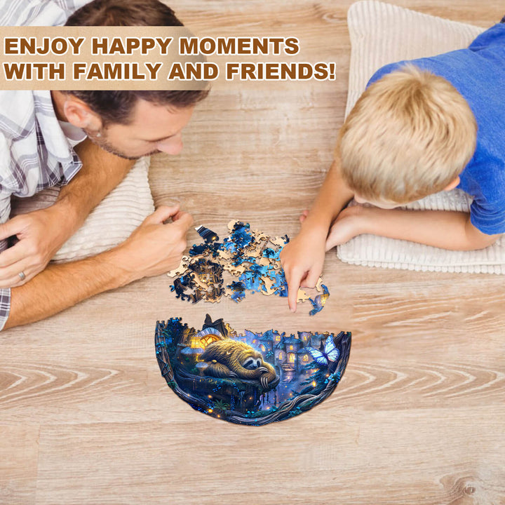 Schmetterling- und Faultier-Holzpuzzle