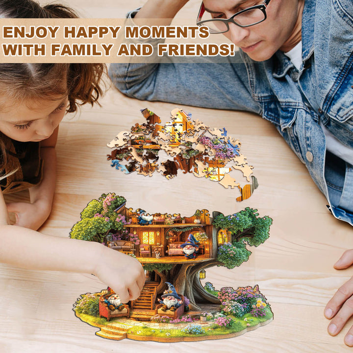 Elf Baumhaus Holzpuzzle