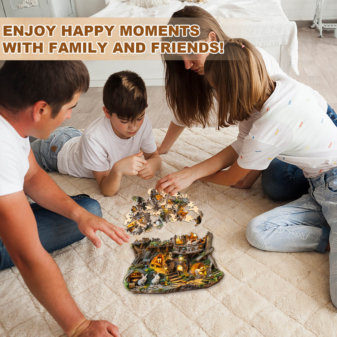 Rabbit's Tree House  Wooden Jigsaw Puzzle