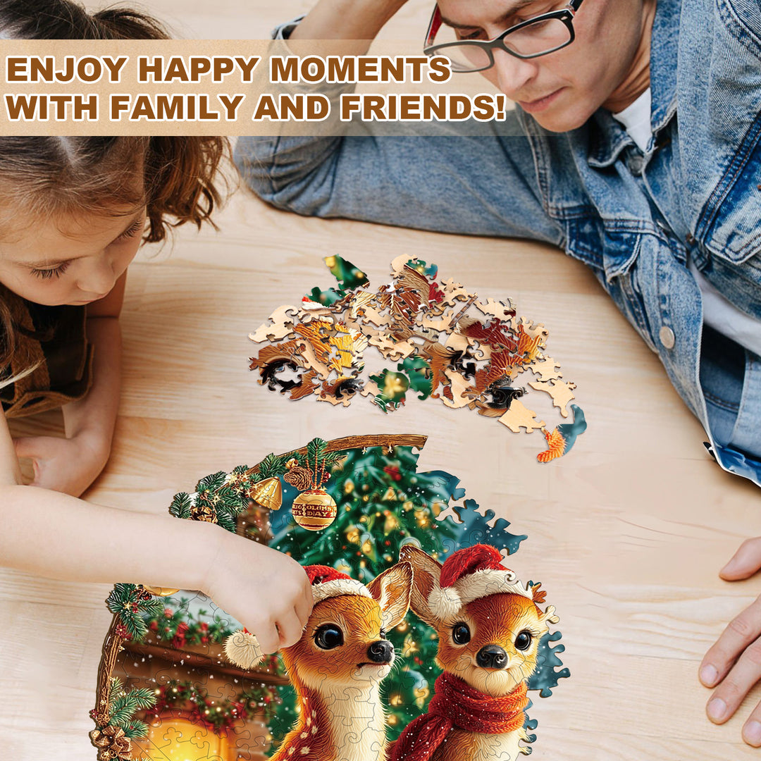 Christmas Deer Combination Wooden Jigsaw Puzzle