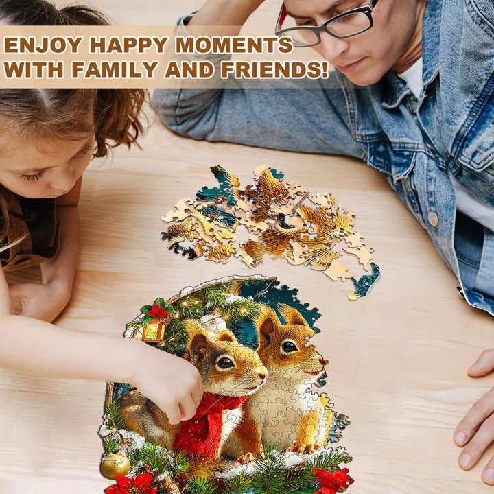 Christmas Squirrel Combination Wooden Jigsaw Puzzle