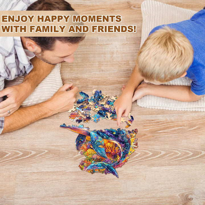 Bubble dolphin Wooden Jigsaw Puzzle