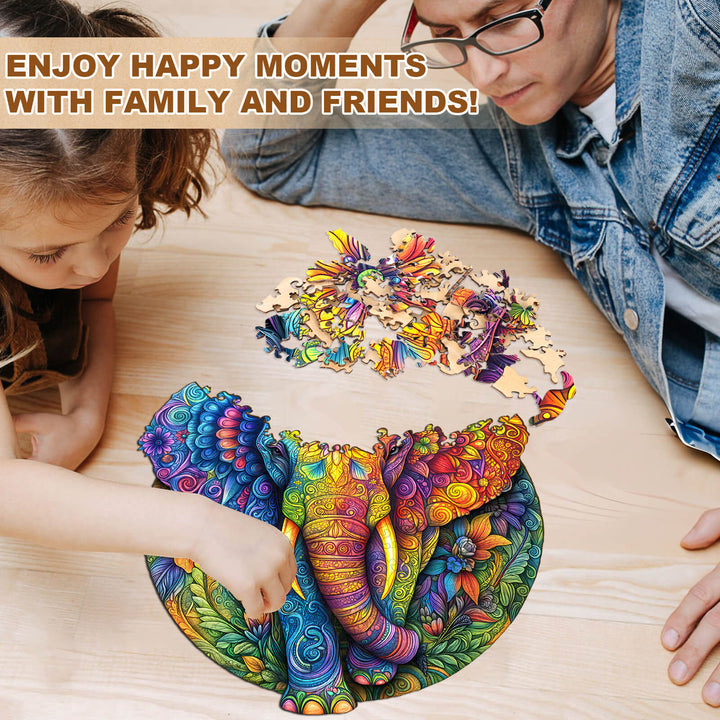 Mandala Elephant Wooden Jigsaw Puzzle