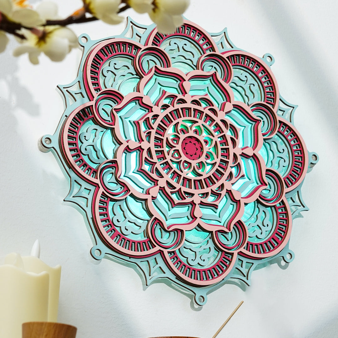 Wooden Mandala Atmosphere Light-Luminous Bloom