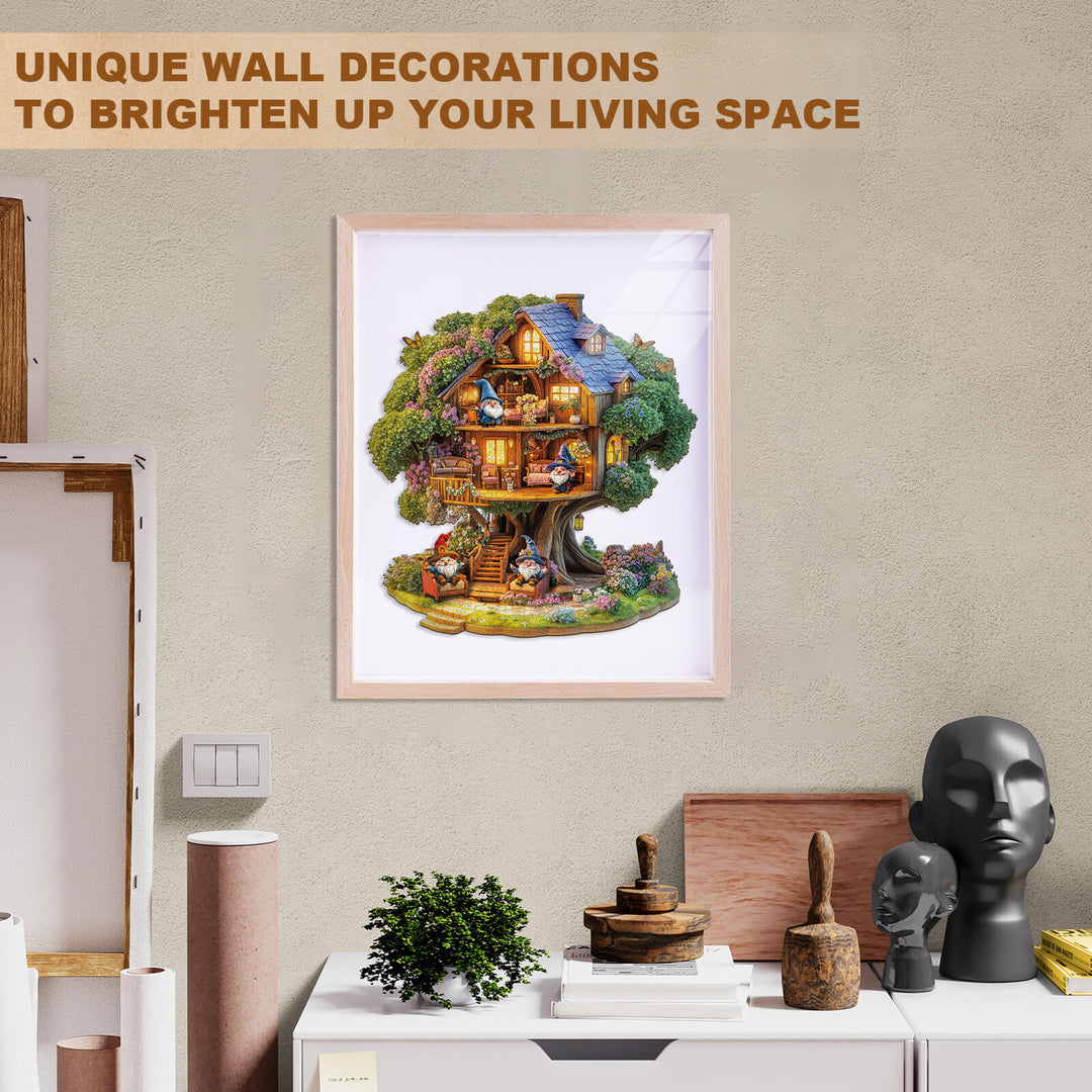 Elf Baumhaus Holzpuzzle