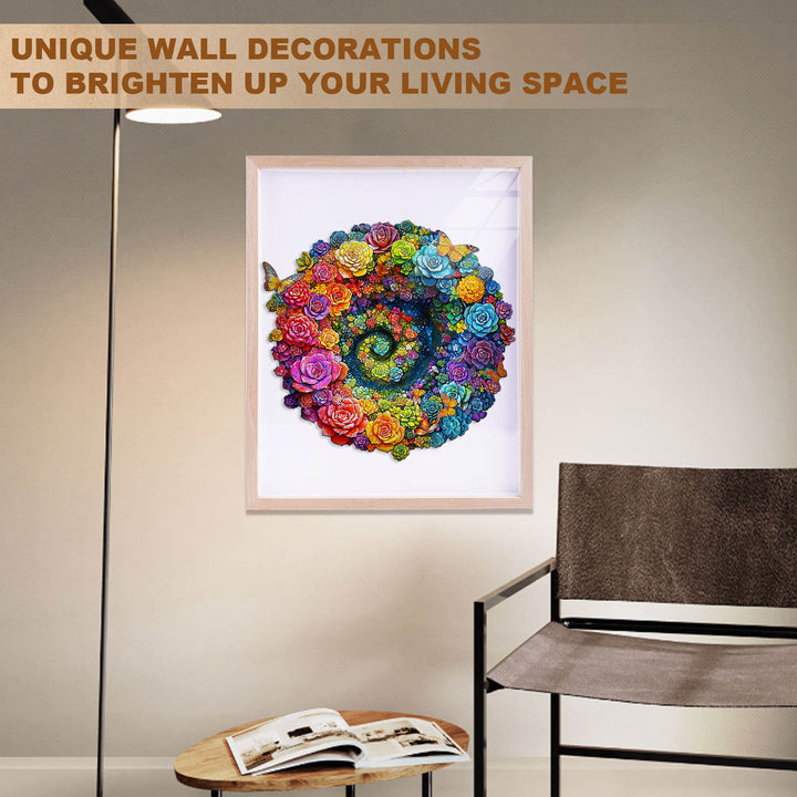 Rainbow vortex succulents Wooden Jigsaw Puzzle