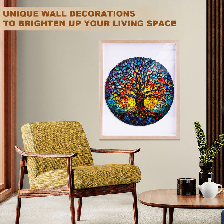 Colored glass life tree-1 Wooden Jigsaw Puzzle