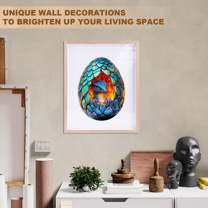 Vibrant framed artwork featuring a colorful egg design, perfect for unique wall decorations to brighten your living space.