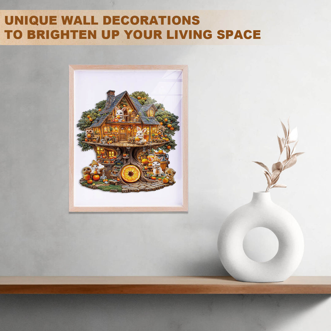 Orange party House Wooden Jigsaw Puzzle