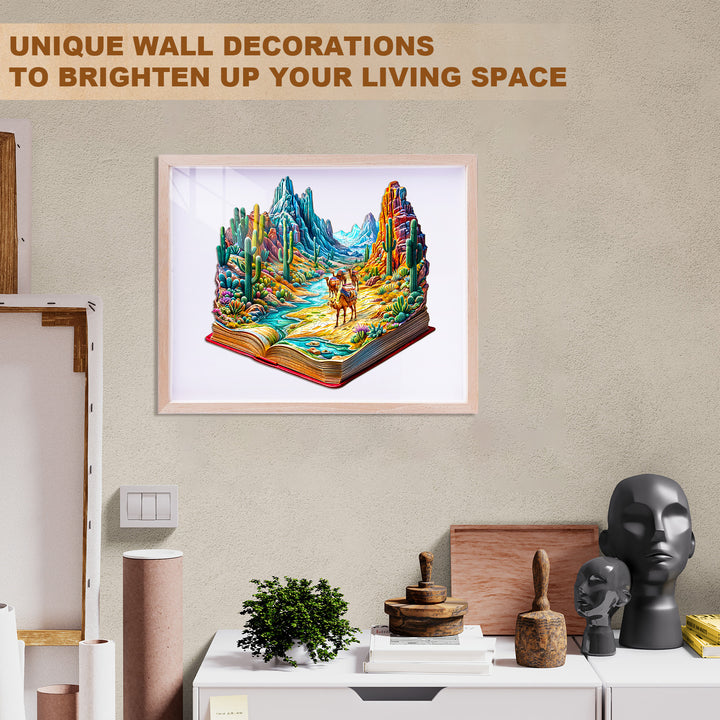 Vibrant Wilderness wooden jigsaw puzzle displayed as unique wall decoration, adding color to any living space.